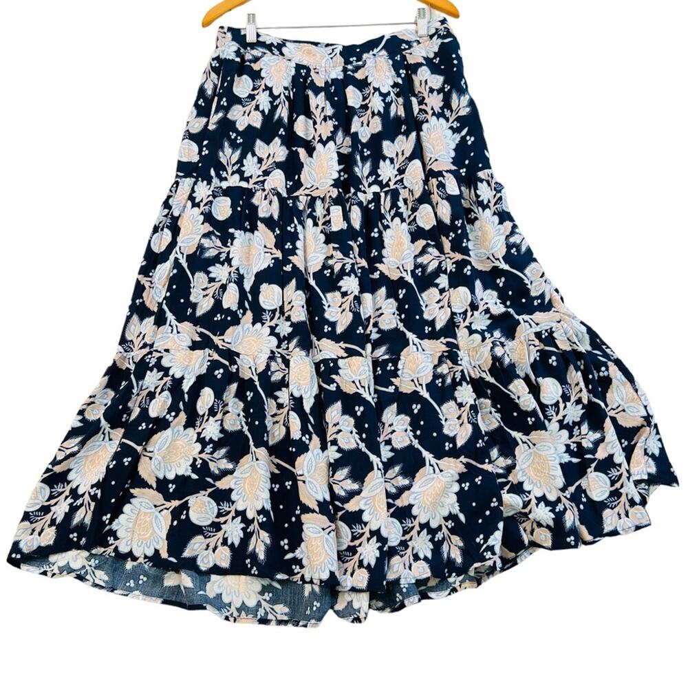 Rachel Zoe Navy Floral Tiered Maxi Skirt M